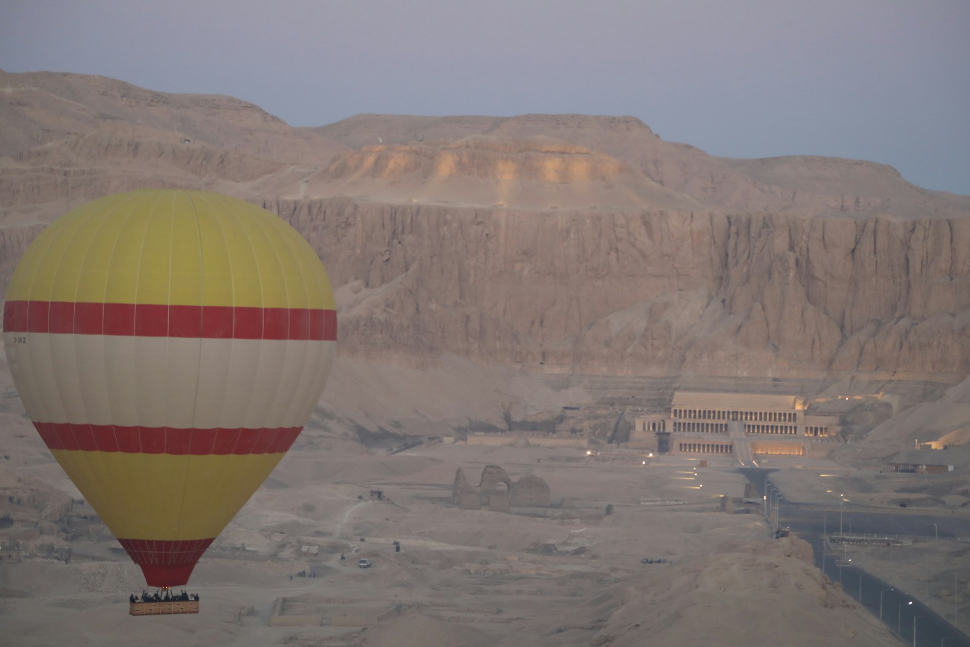 a hot air balloon in the desert